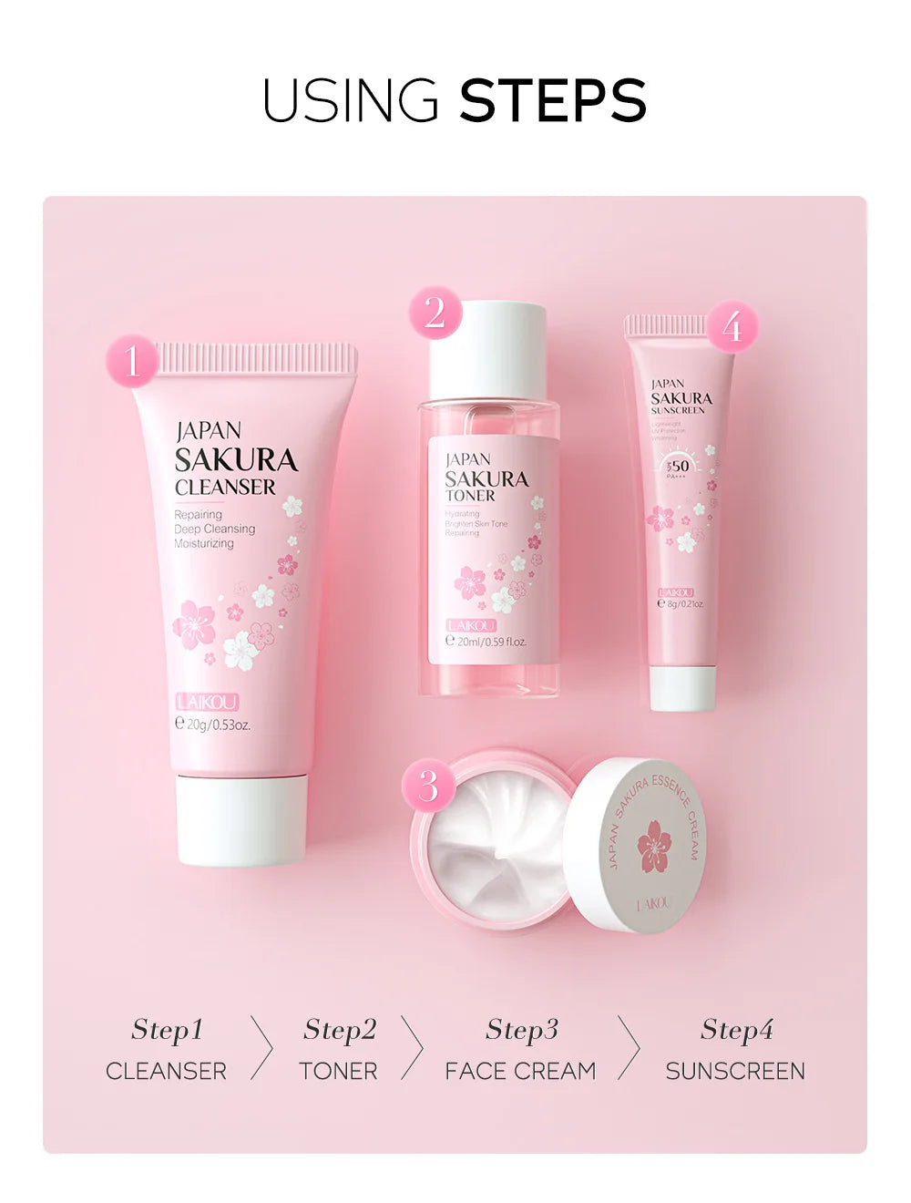 LAIKOU-Kit de soins pour la peau Sakura